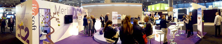 Ikosoft est toujours présent lors des grands évènements du monde de la coiffure et de la beauté! Ici, le stand du MCB à Paris et de Salon International à Londres.